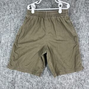 Lands End Shorts Boys Medium 10/12 Olive Bermuda Stretch Waist Drawstring Cotton